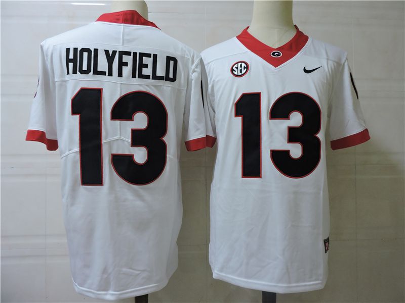 Men Georgia Bulldogs 13 Holyfield White Nike 2025 NCAA Jersey
